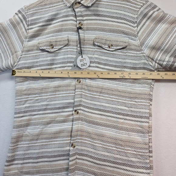 NOMAD by Craft+Flow Men's Sherpa Fleece Lined Striped Overshirt Shacket L NWT - Picture 6 of 8